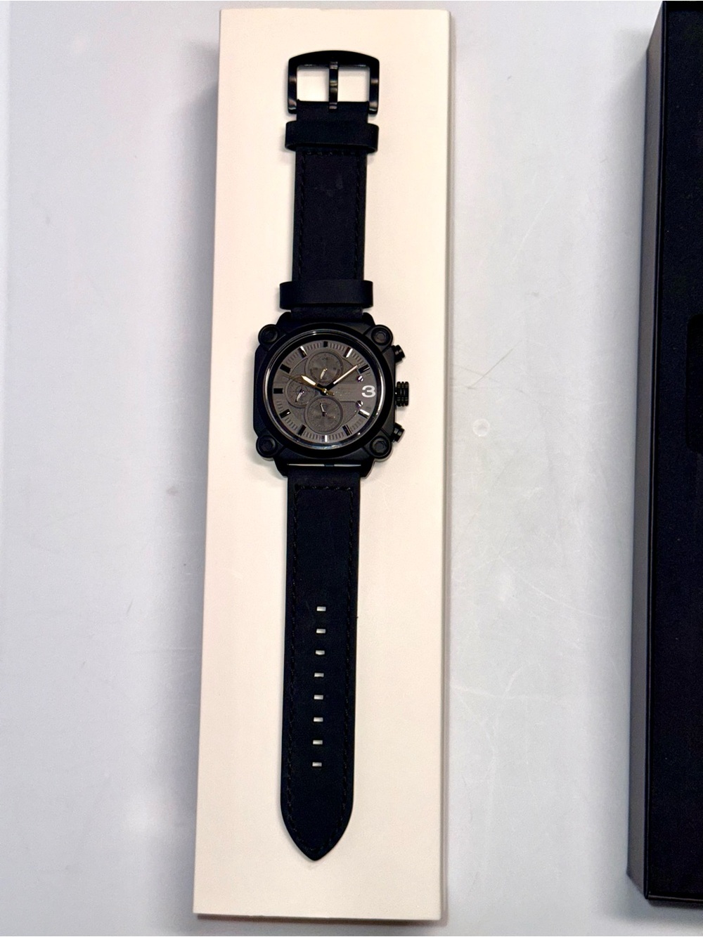 Wilsons Leather Black Men's Square Chronograph Watch - Picture 2 of 5